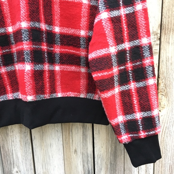 NWT Forever 21 Tartan Plaid Sweater Red S - Picture 6 of 13